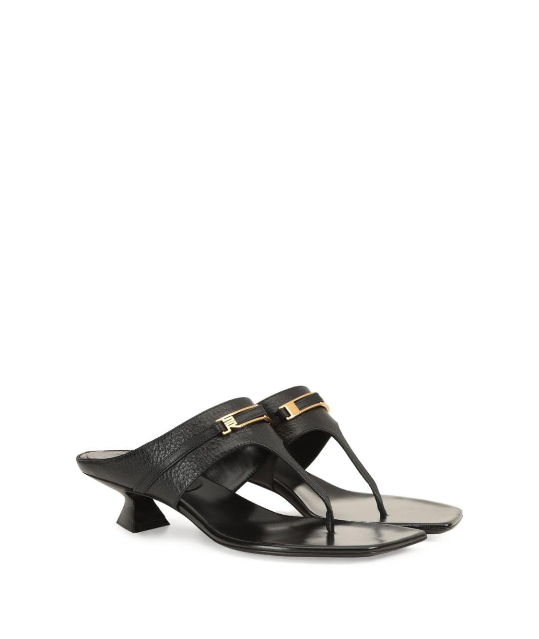 SERGIO ROSSI Черные кожаные мюли, фото 5