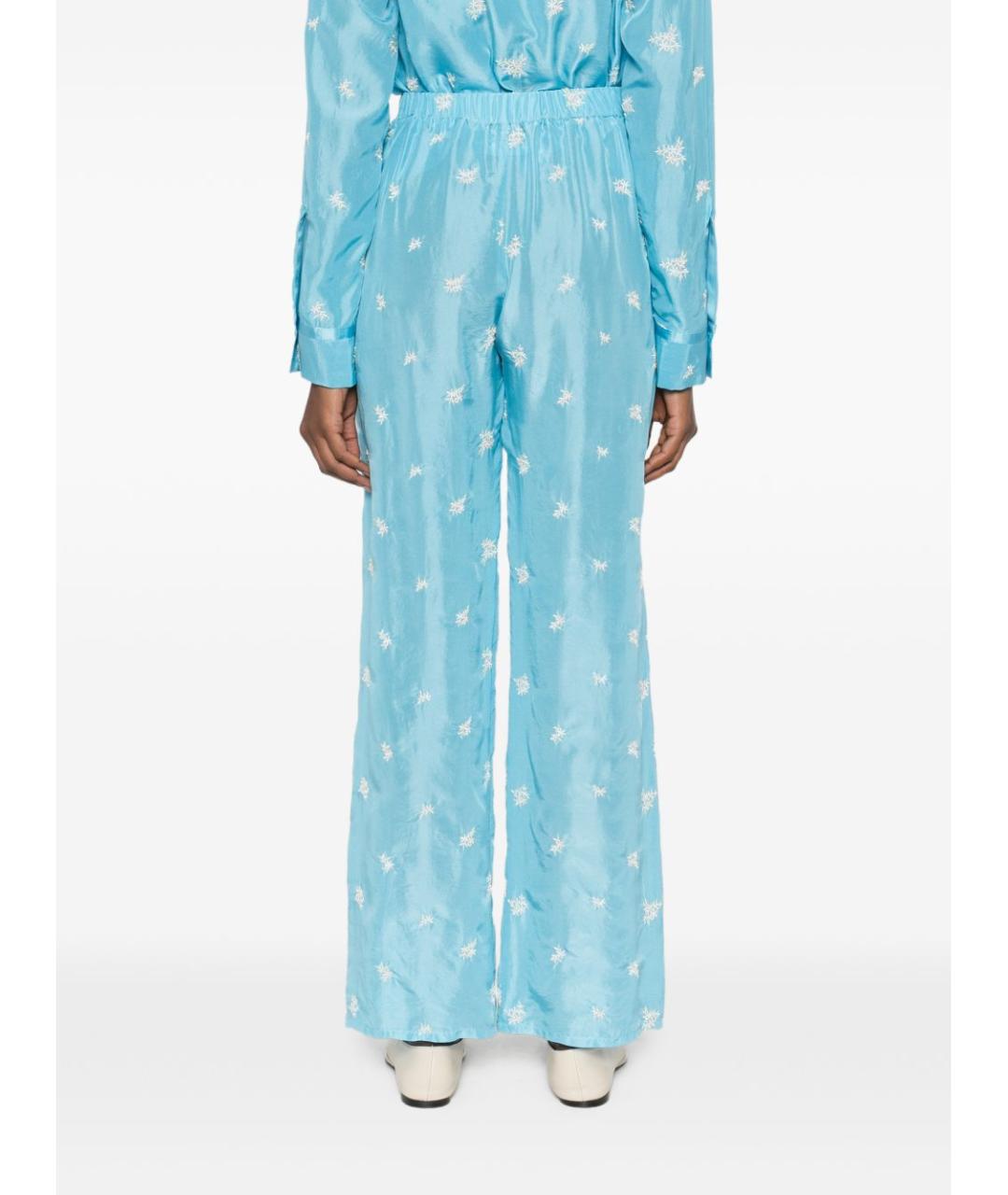 FORTE FORTE Голубые шелковые прямые брюки, фото 5