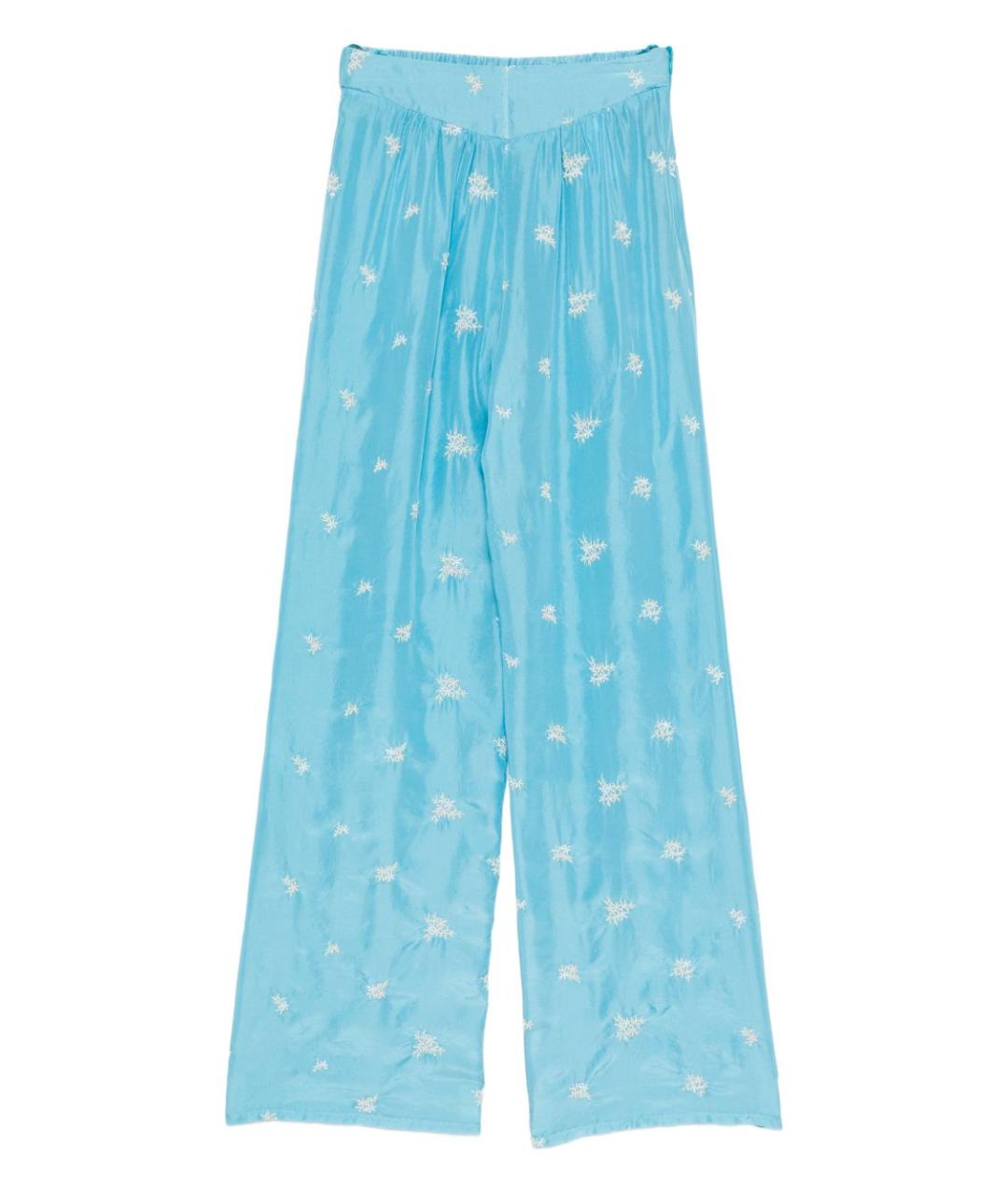 FORTE FORTE Голубые шелковые прямые брюки, фото 1