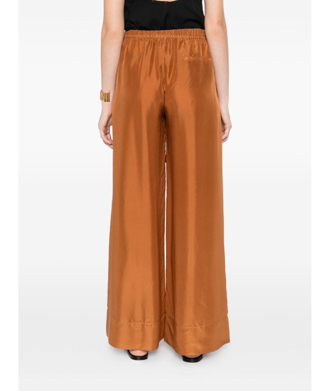 FORTE FORTE Коричневые шелковые прямые брюки, фото 5