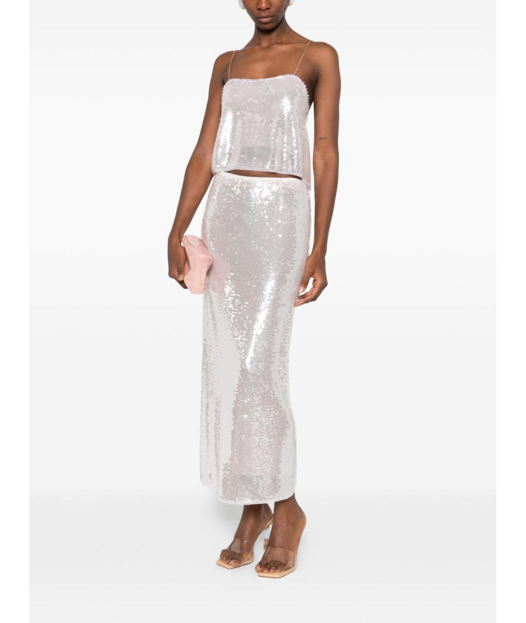 FORTE FORTE Серебряная полиэстеровая юбка миди, фото 3