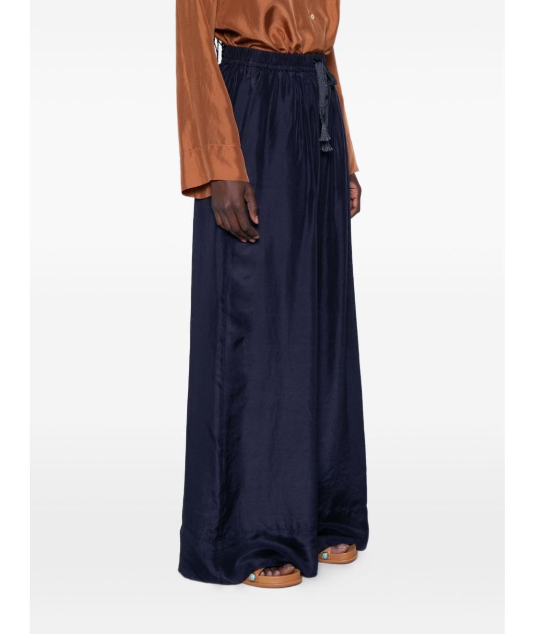 FORTE FORTE Синие шелковые прямые брюки, фото 4