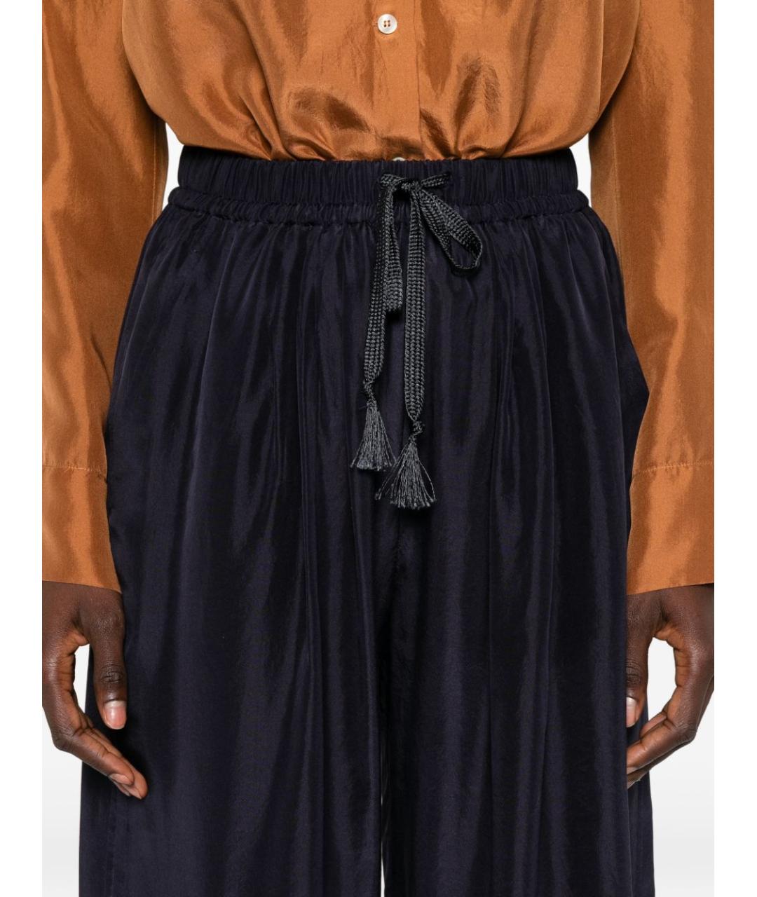FORTE FORTE Синие шелковые прямые брюки, фото 5