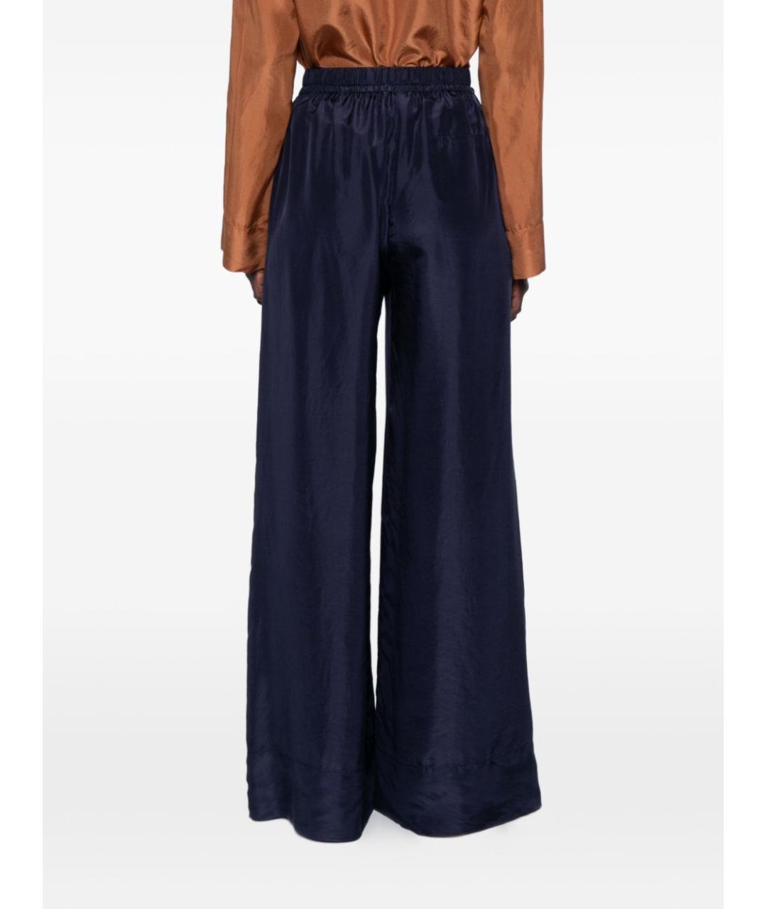 FORTE FORTE Синие шелковые прямые брюки, фото 3