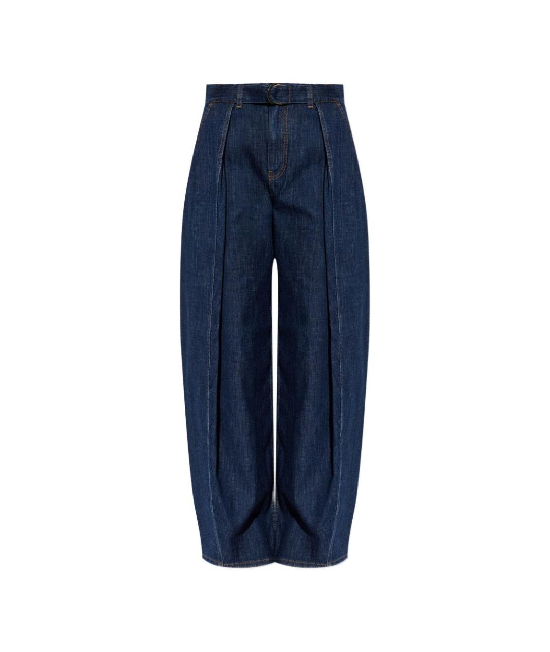 LOEWE Синие хлопко-полиэстеровые прямые джинсы, фото 1