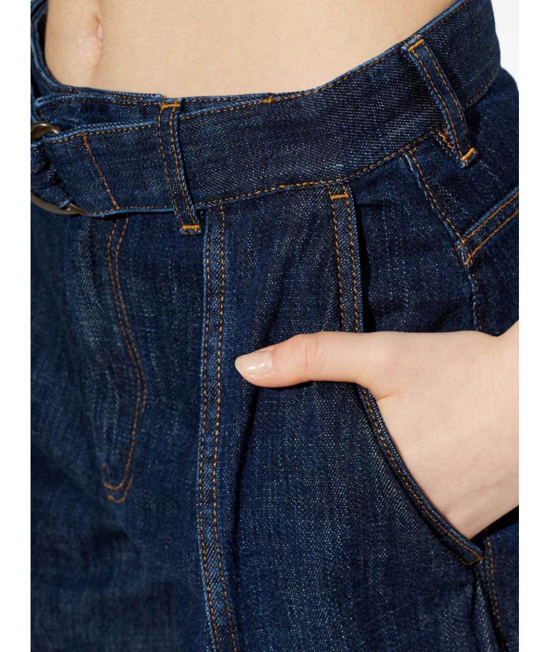 LOEWE Синие хлопко-полиэстеровые прямые джинсы, фото 3