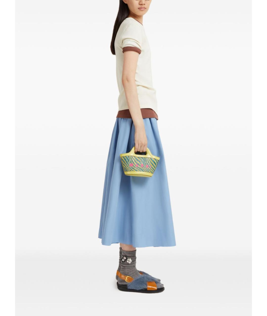 MARNI Зеленая жаккардовая сумка тоут, фото 5