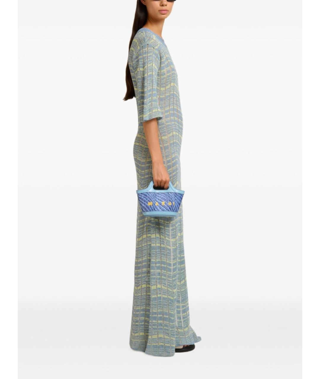 MARNI Синяя синтетическая сумка через плечо, фото 4