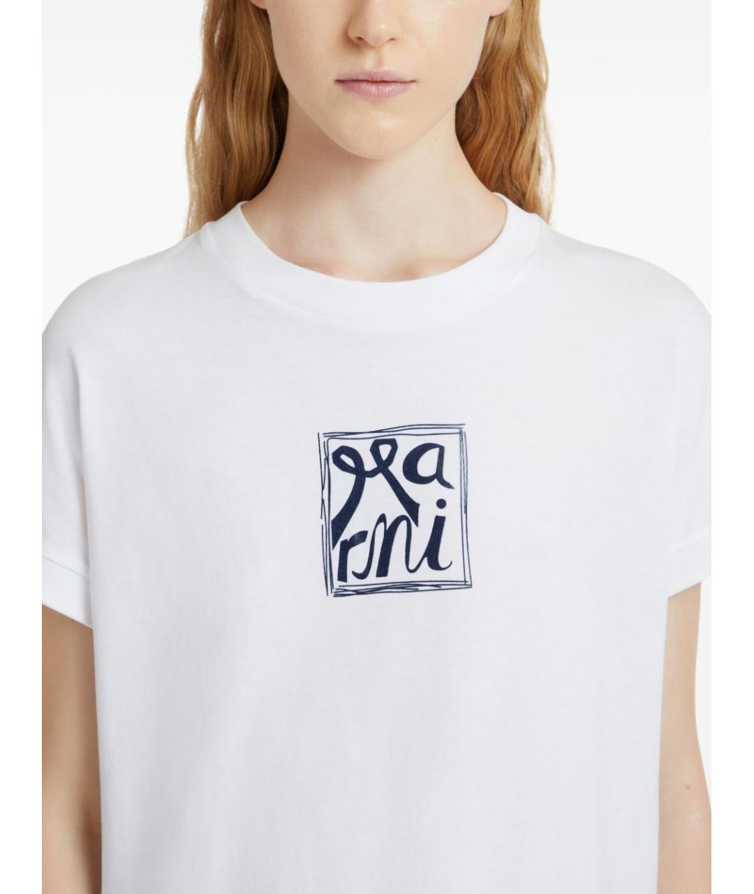 MARNI Белая хлопковая футболка, фото 5