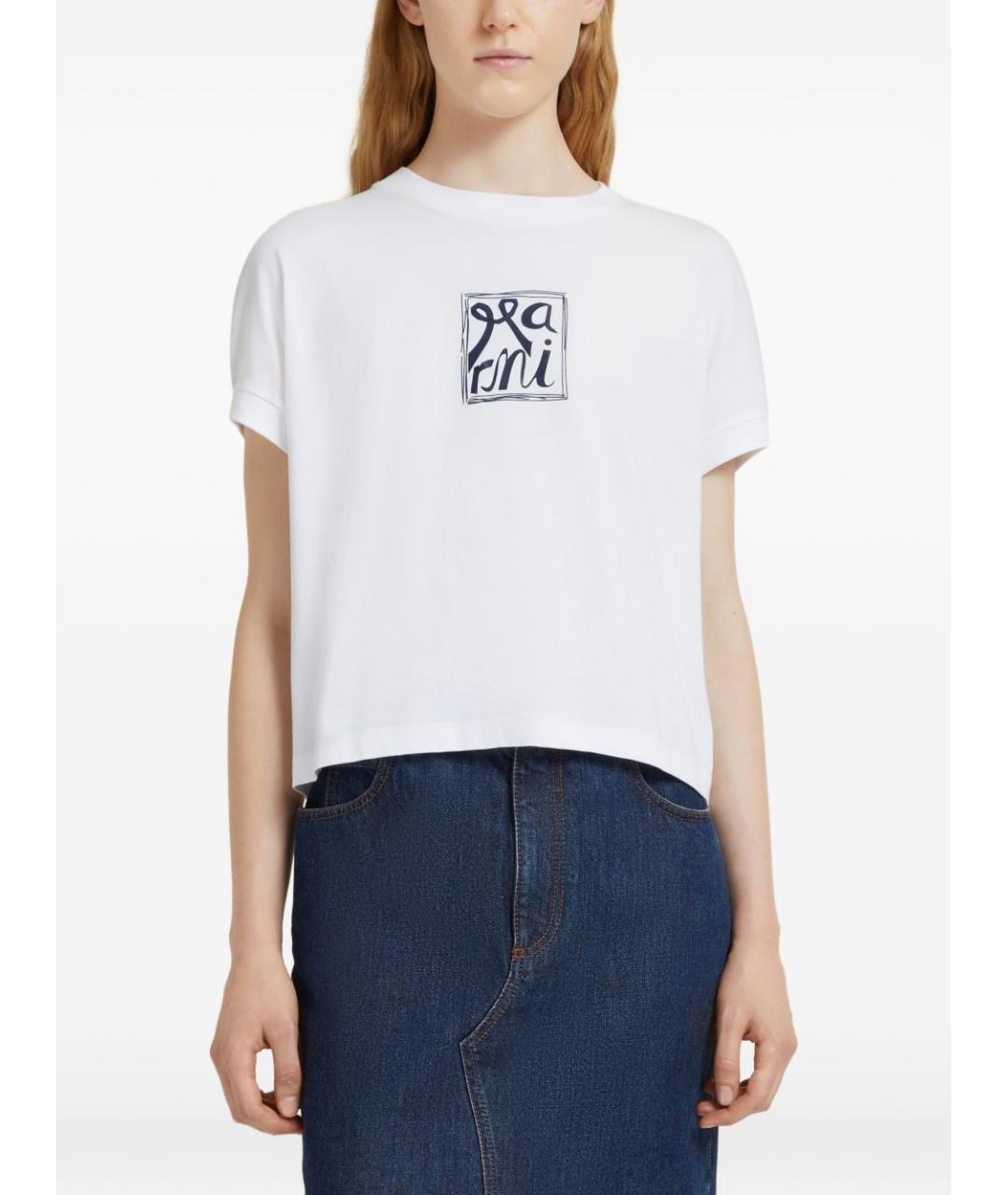 MARNI Белая хлопковая футболка, фото 2