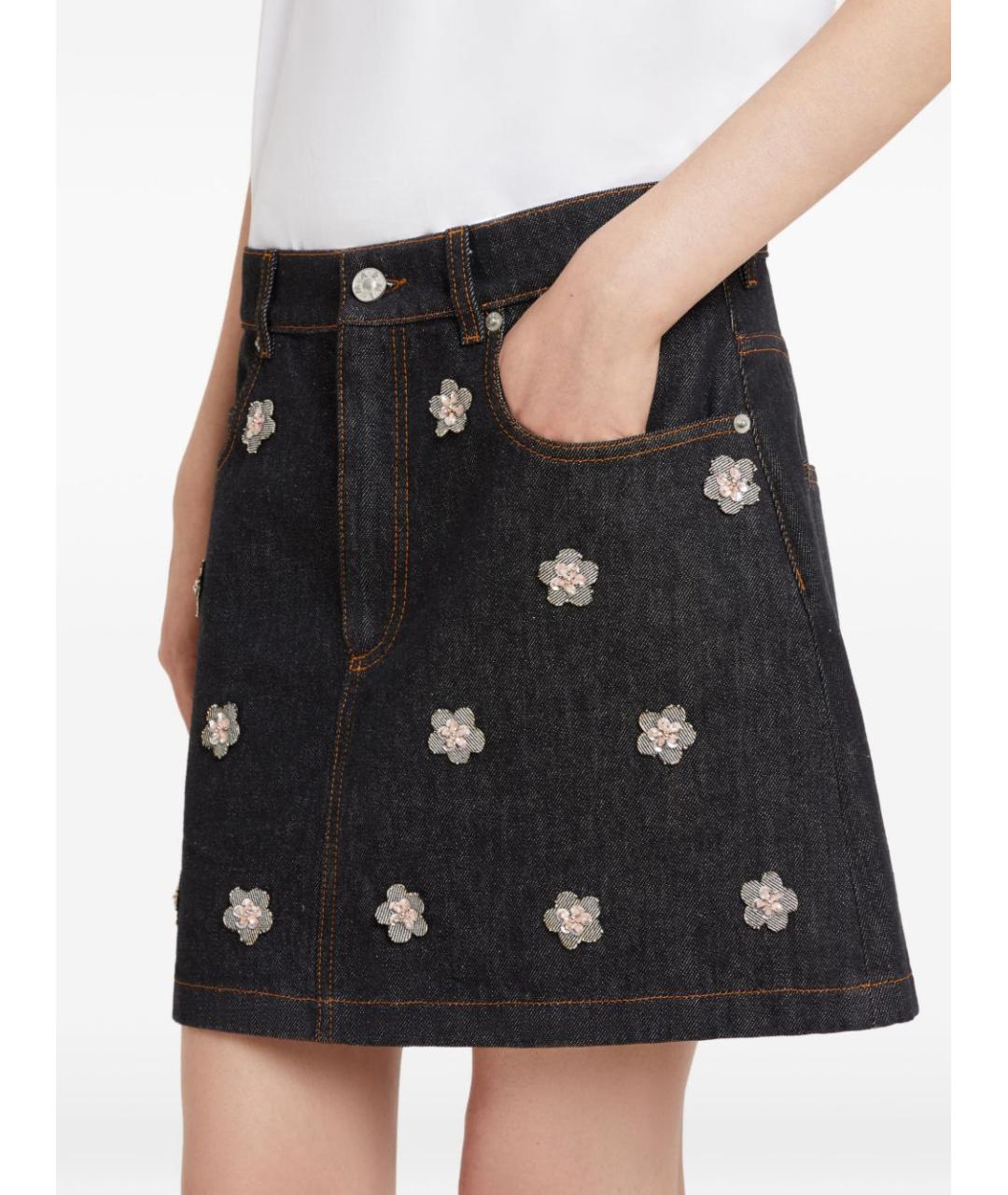 MARNI Темно-синяя хлопковая юбка мини, фото 3