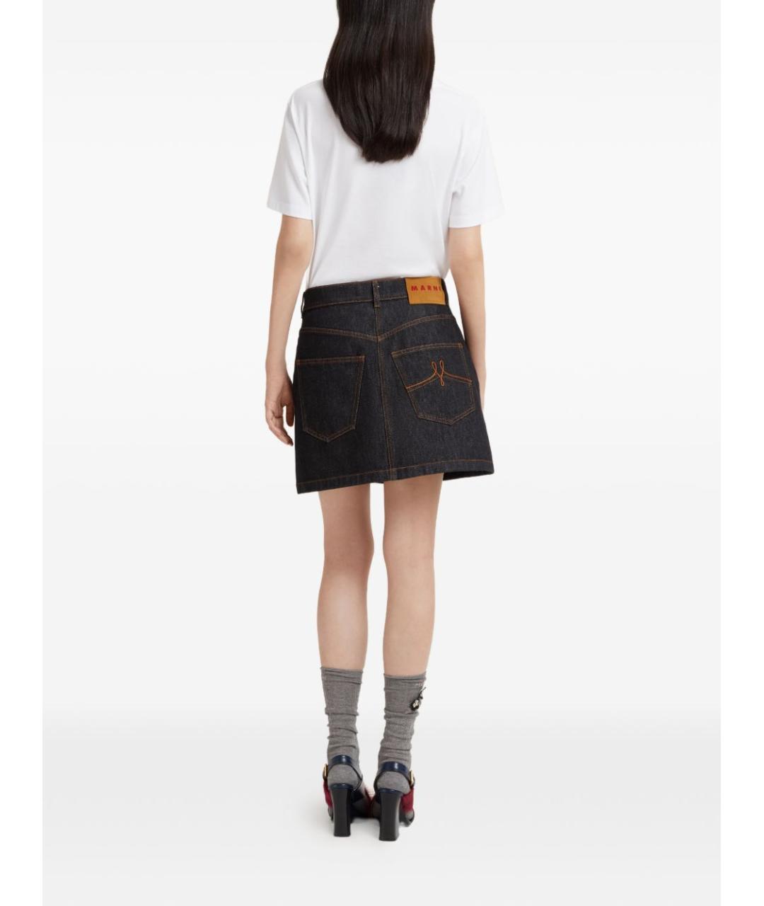 MARNI Темно-синяя хлопковая юбка мини, фото 5