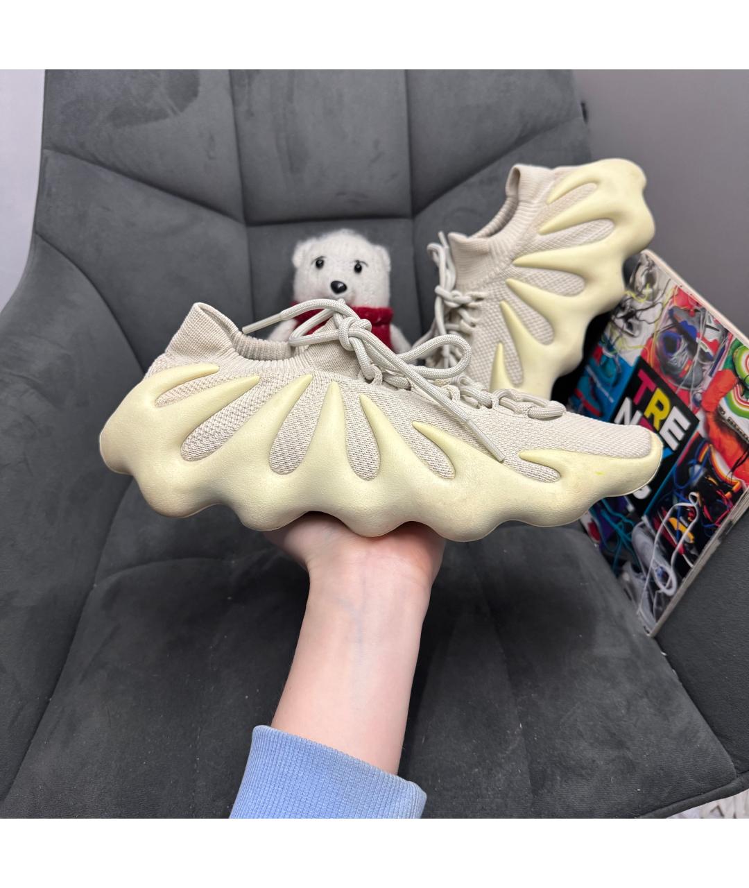 ADIDAS YEEZY Бежевые текстильные низкие кроссовки / кеды, фото 7