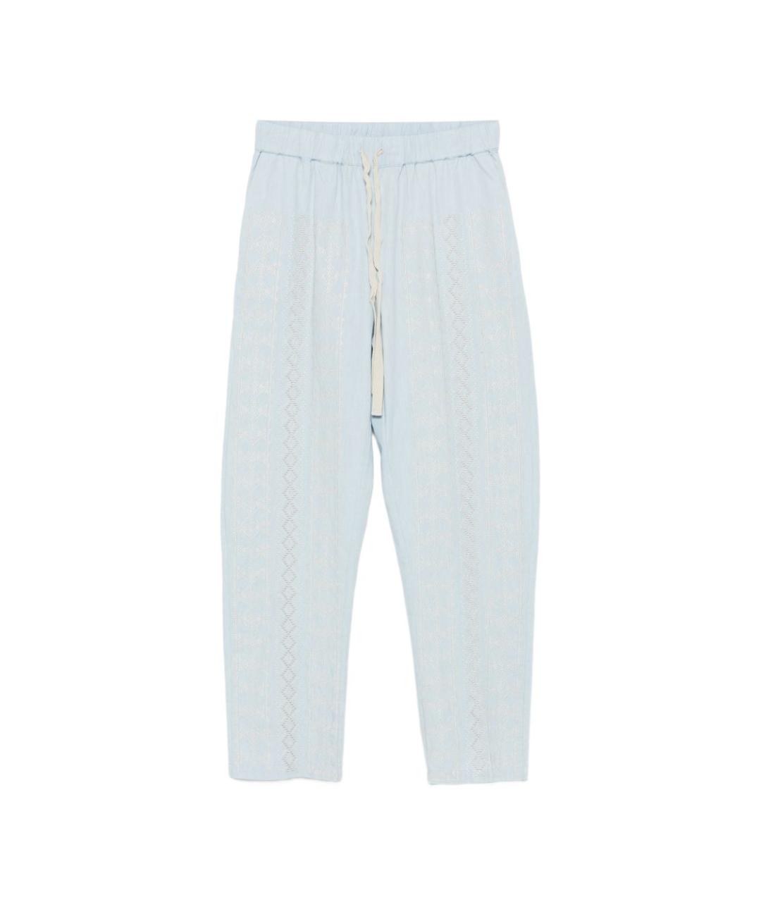 SEMICOUTURE Голубые хлопковые прямые брюки, фото 1