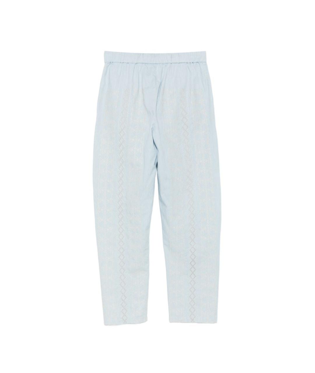 SEMICOUTURE Голубые хлопковые прямые брюки, фото 3