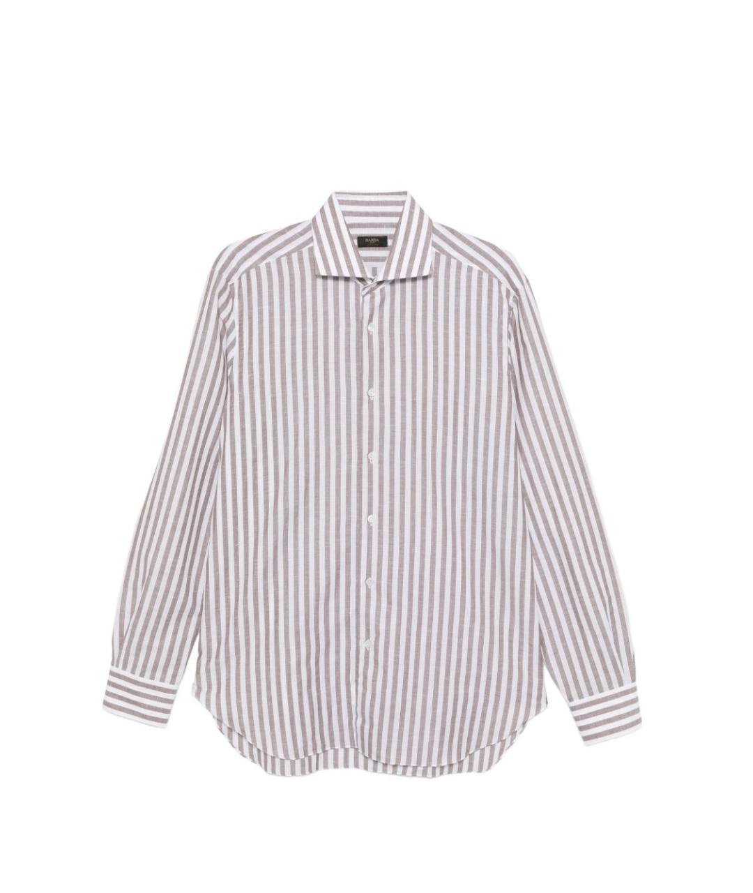 BARBA Коричневая хлопковая кэжуал рубашка, фото 1