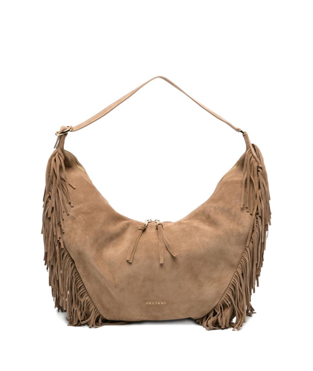 ORCIANI Бежевая замшевая сумка через плечо, фото 1