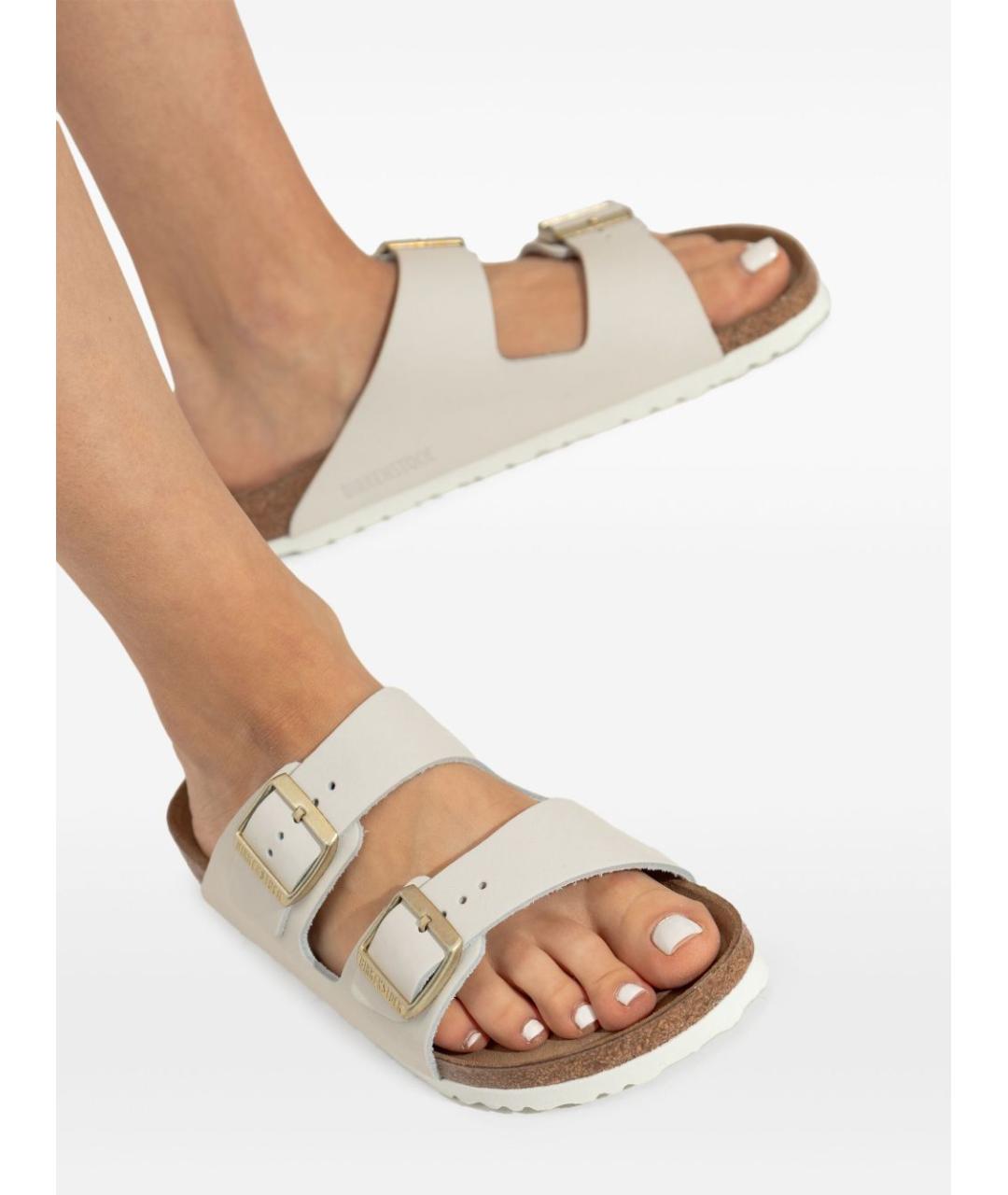 BIRKENSTOCK Белые кожаные шлепанцы, фото 4