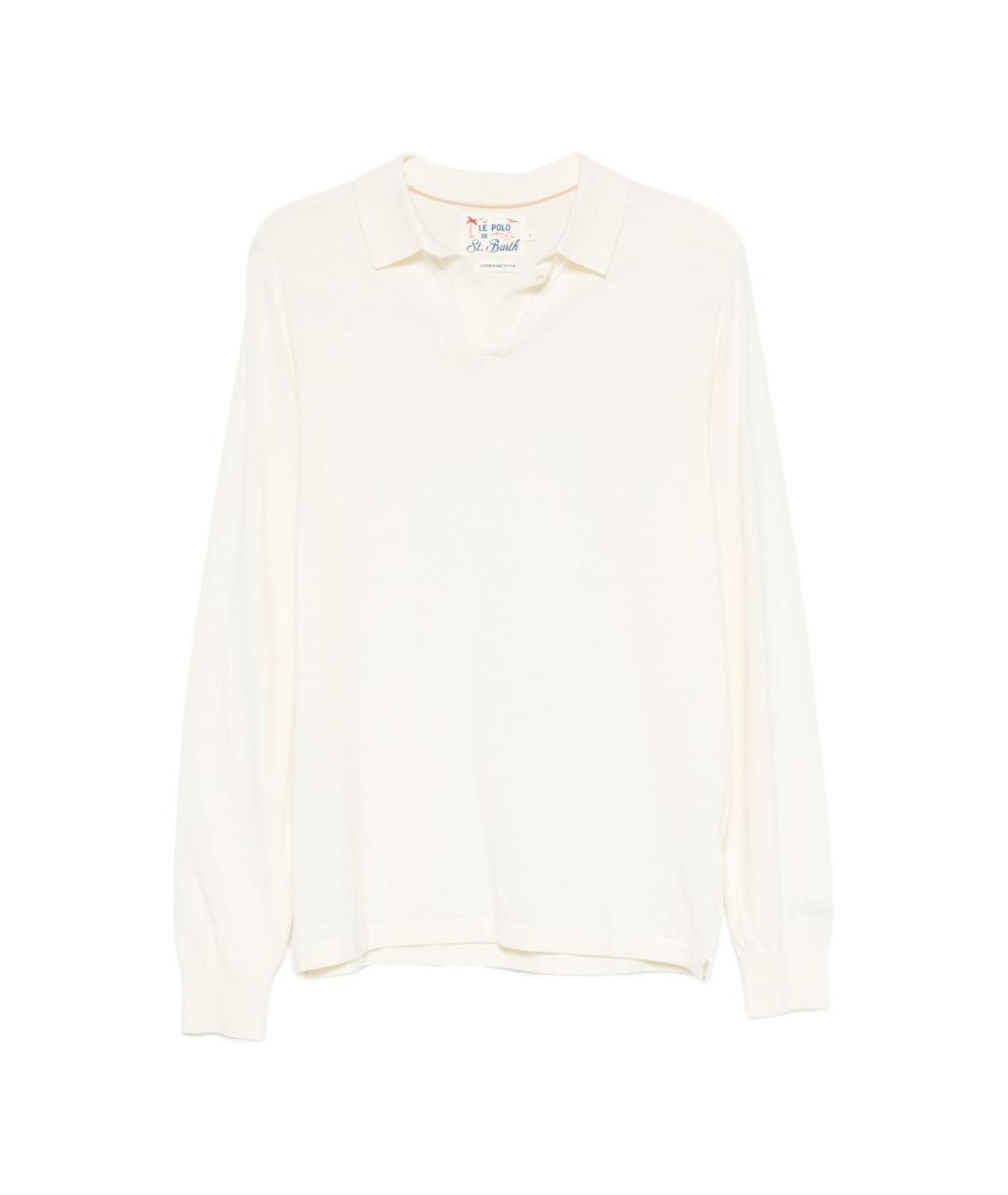 MC2 SAINT BARTH Бежевое хлопковое поло с длинным рукавом, фото 1