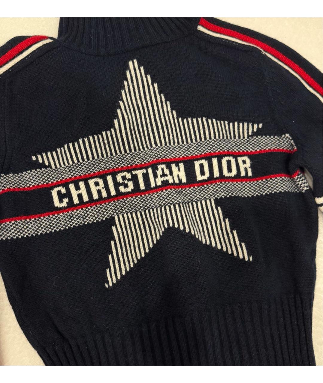 CHRISTIAN DIOR Темно-синий шерстяной джемпер / свитер, фото 4