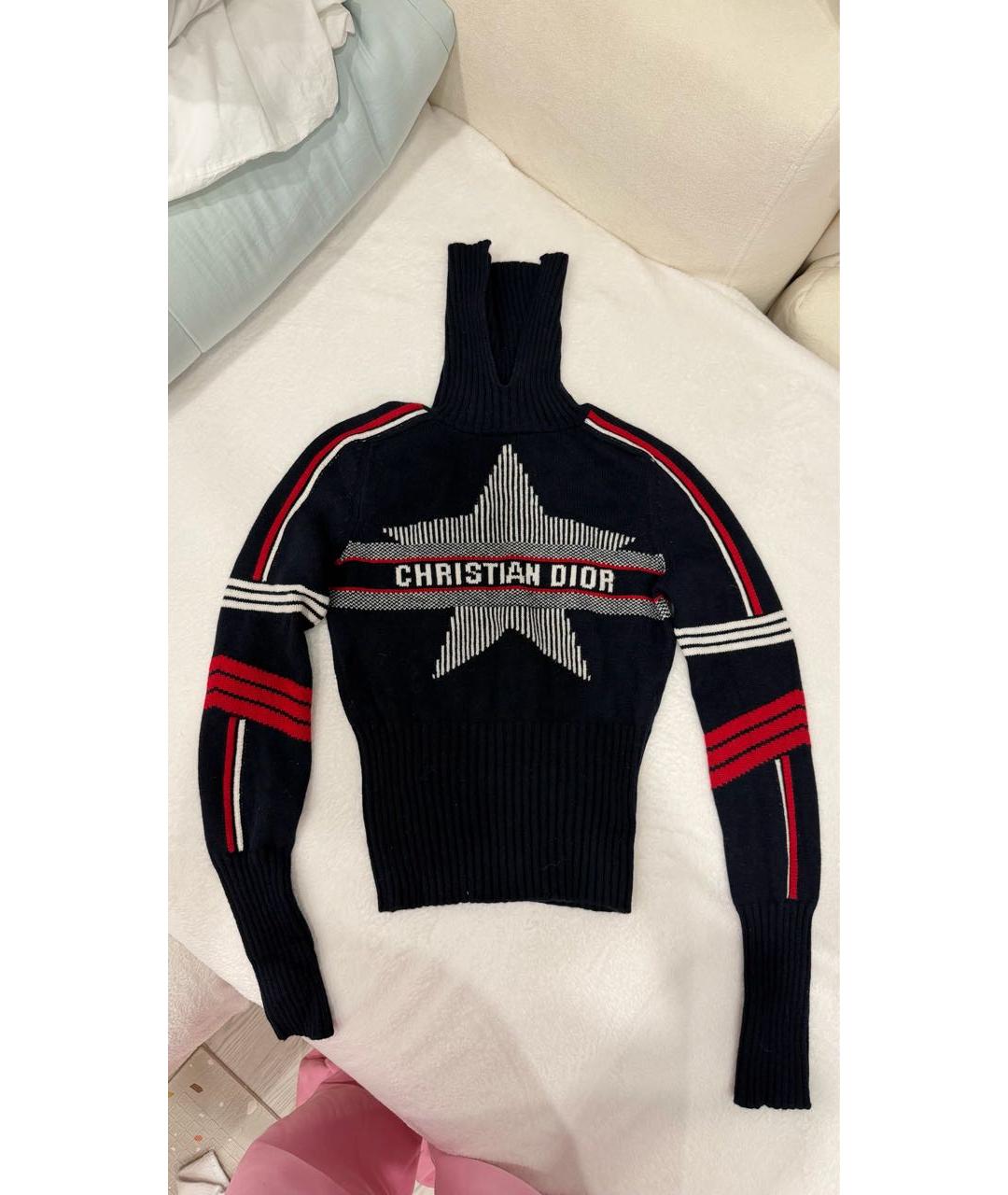 CHRISTIAN DIOR Темно-синий шерстяной джемпер / свитер, фото 5