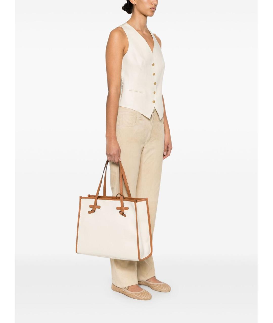 Gianni Chiarini Белая хлопковая сумка тоут, фото 5