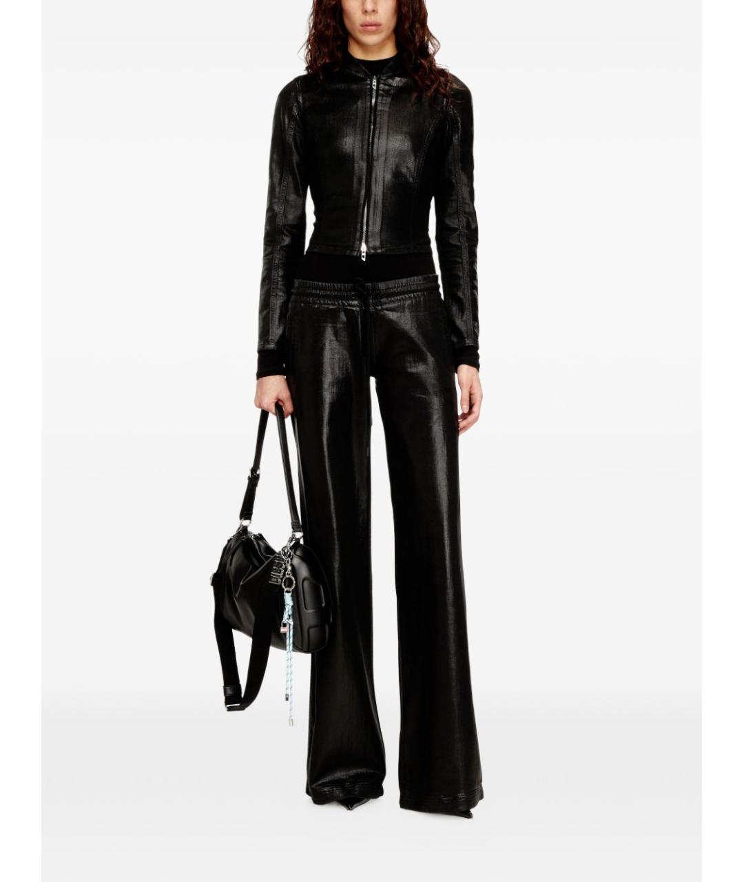 DIESEL Черные хлопко-эластановые прямые брюки, фото 2