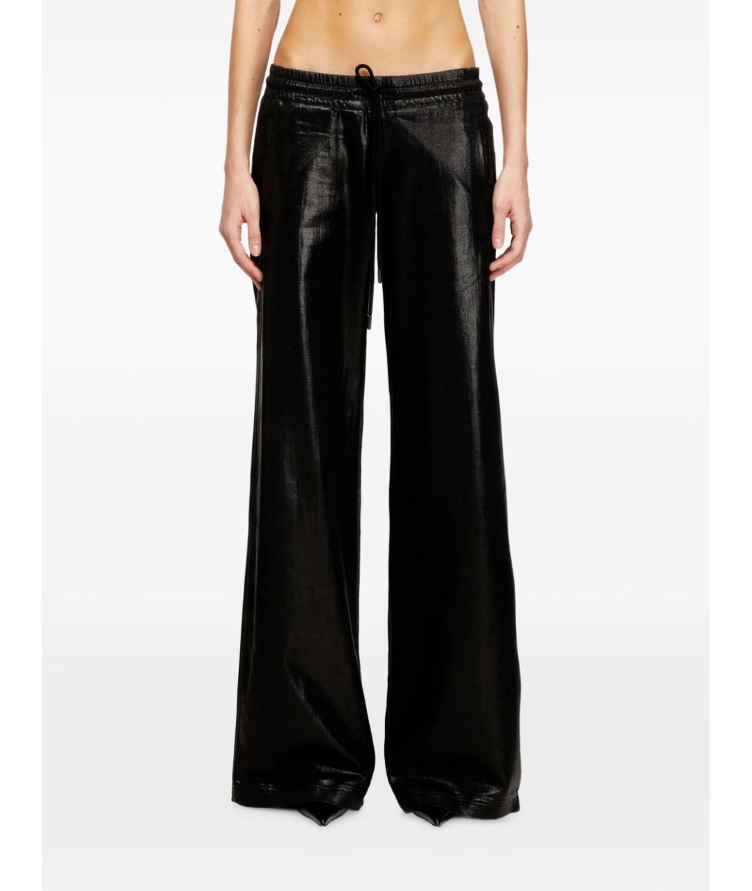 DIESEL Черные хлопко-эластановые прямые брюки, фото 3