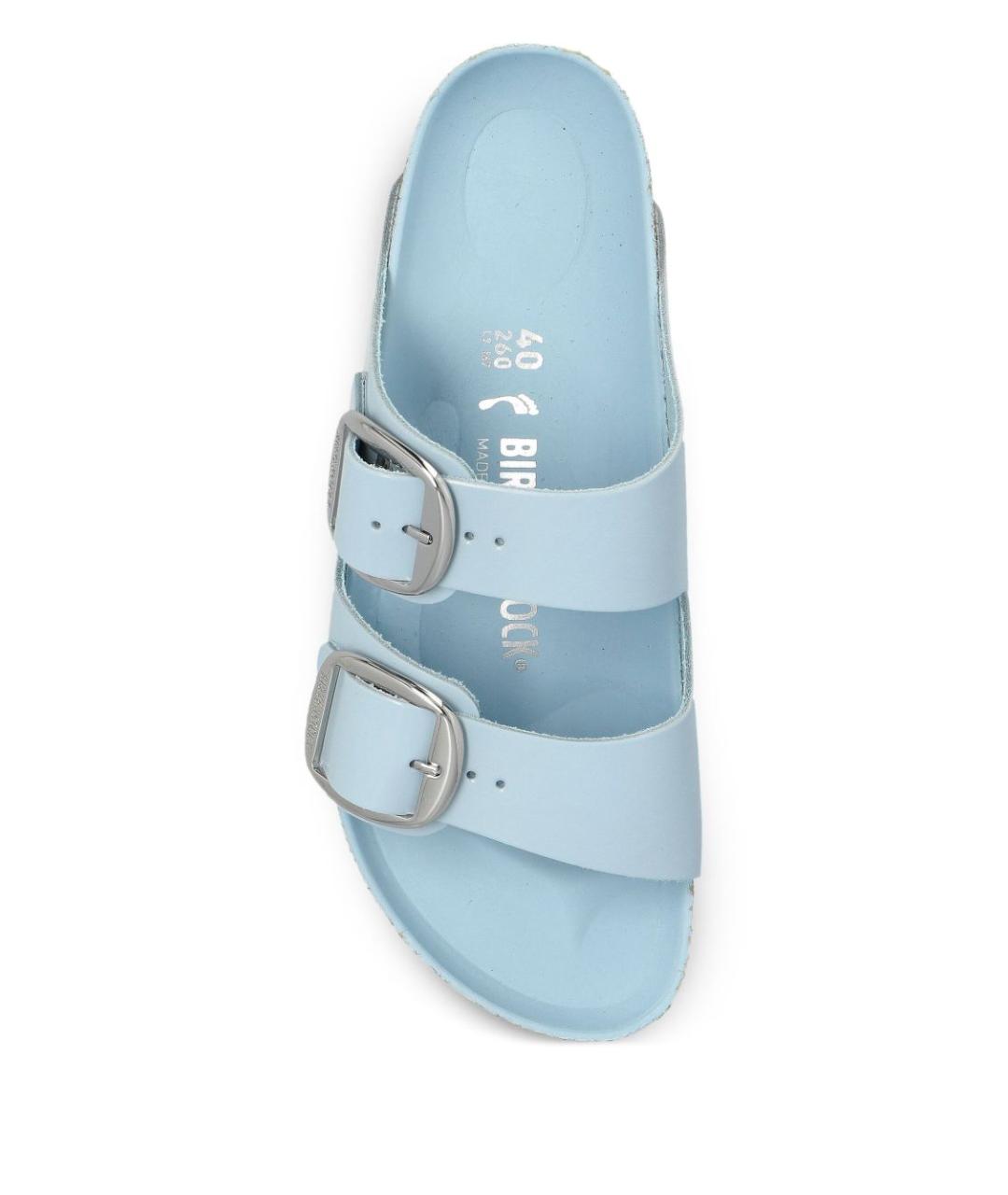 BIRKENSTOCK Голубые кожаные сандалии, фото 5