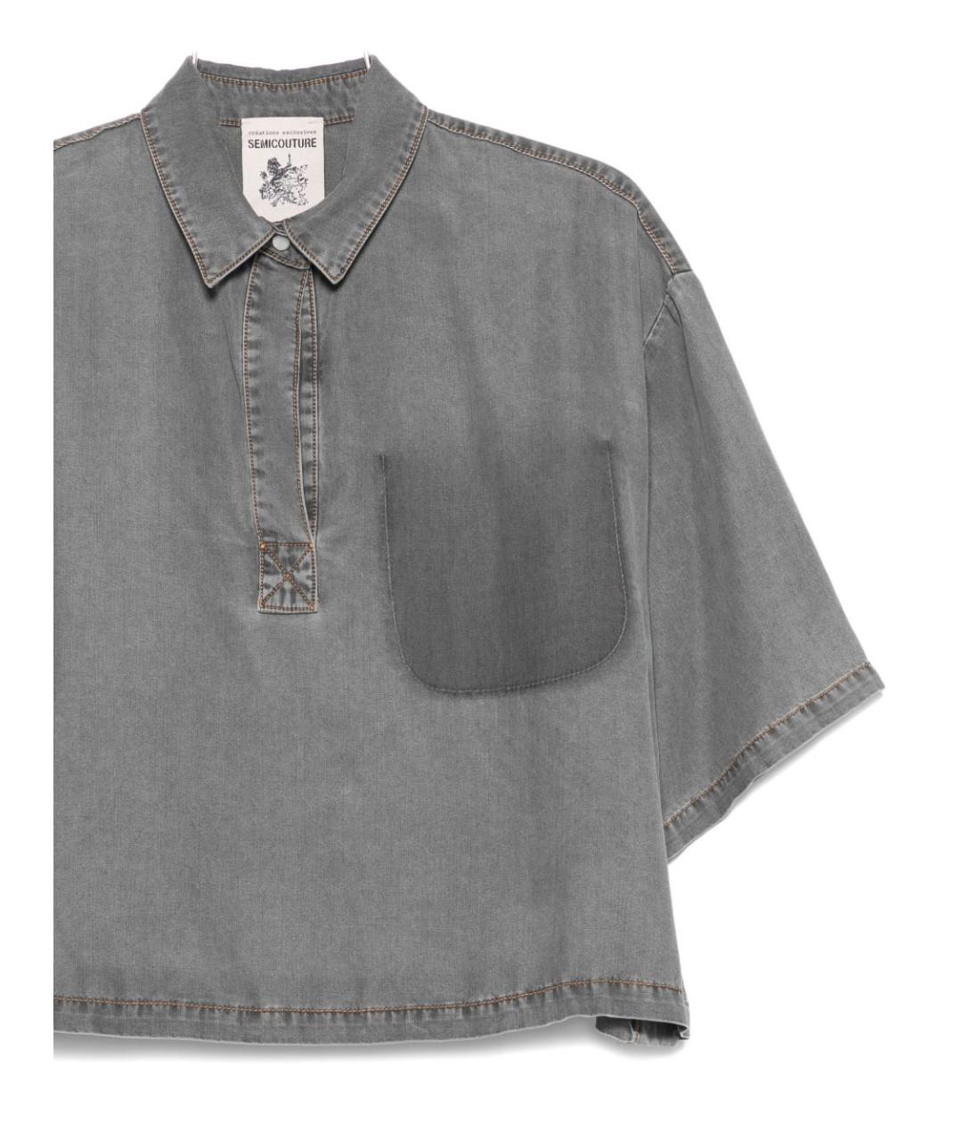 SEMICOUTURE Серая хлопковая рубашка, фото 2