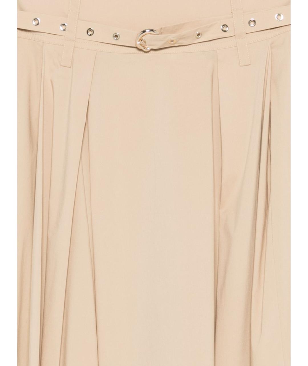 LIU JO Бежевая хлопковая юбка миди, фото 2