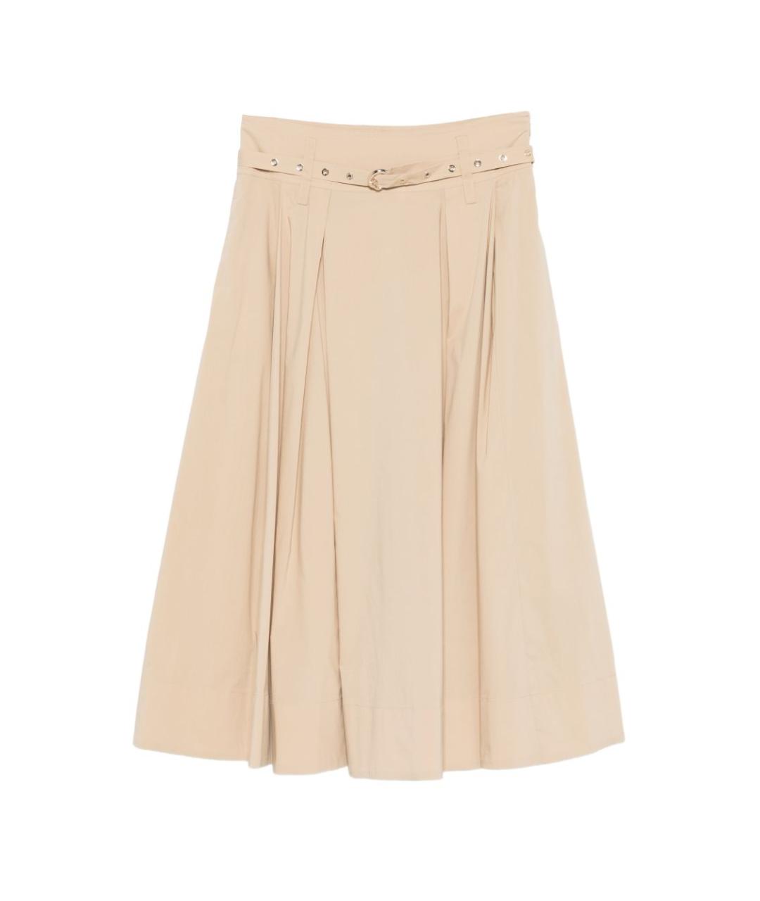 LIU JO Бежевая хлопковая юбка миди, фото 1