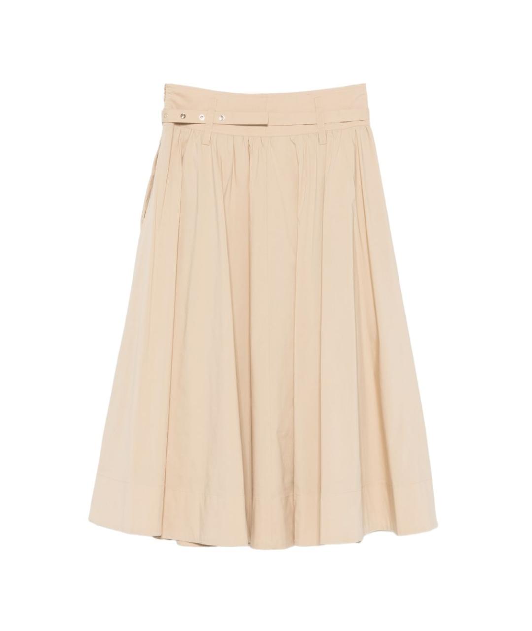 LIU JO Бежевая хлопковая юбка миди, фото 3