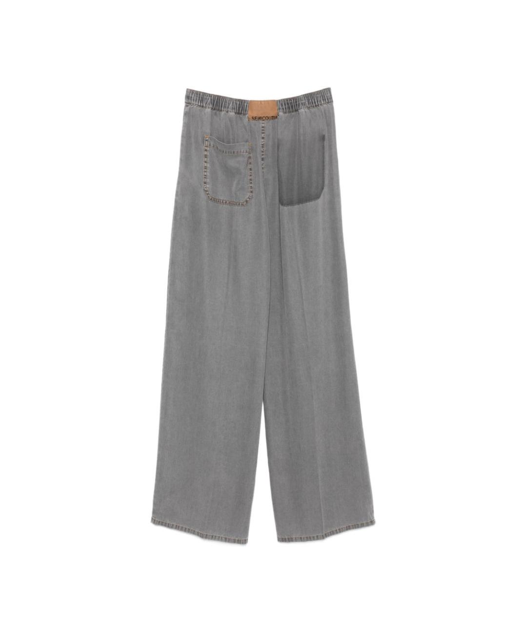 SEMICOUTURE Серые хлопковые прямые брюки, фото 2