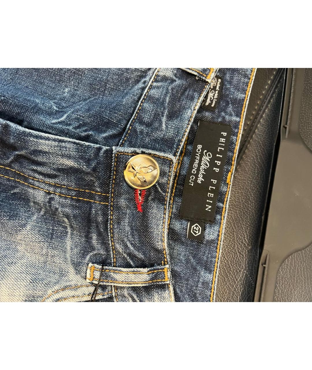 PHILIPP PLEIN Синие джинсы слим, фото 4