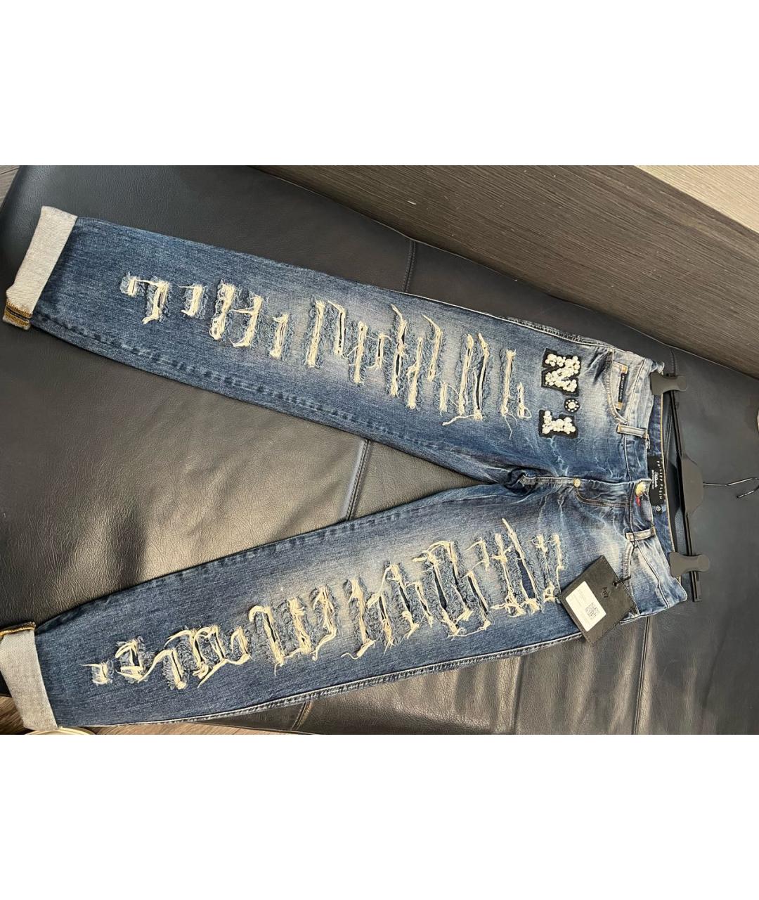 PHILIPP PLEIN Синие джинсы слим, фото 6