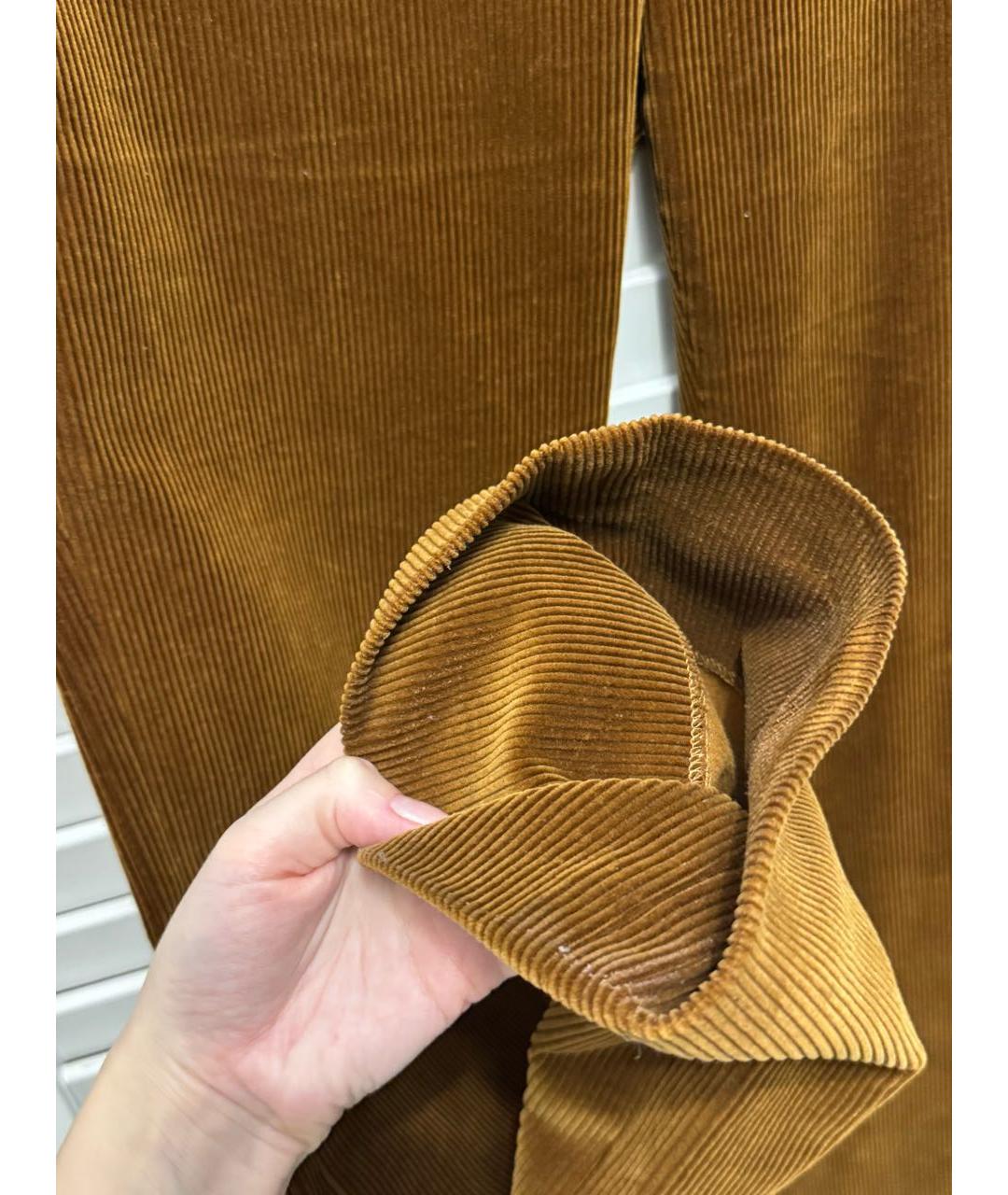 SAINT LAURENT Коричневые хлопковые прямые брюки, фото 5