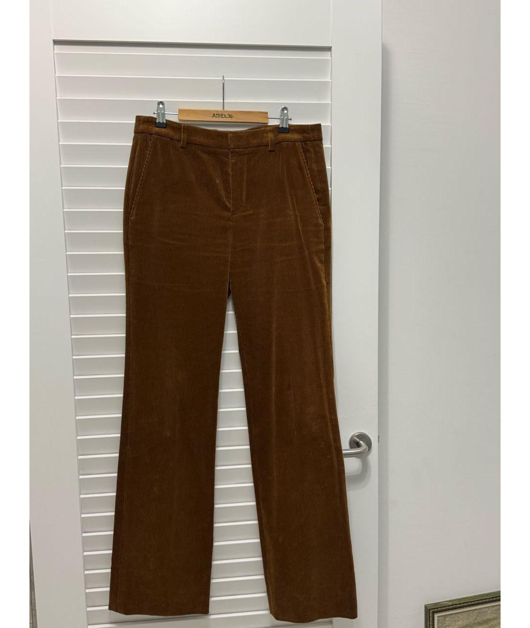 SAINT LAURENT Коричневые хлопковые прямые брюки, фото 9