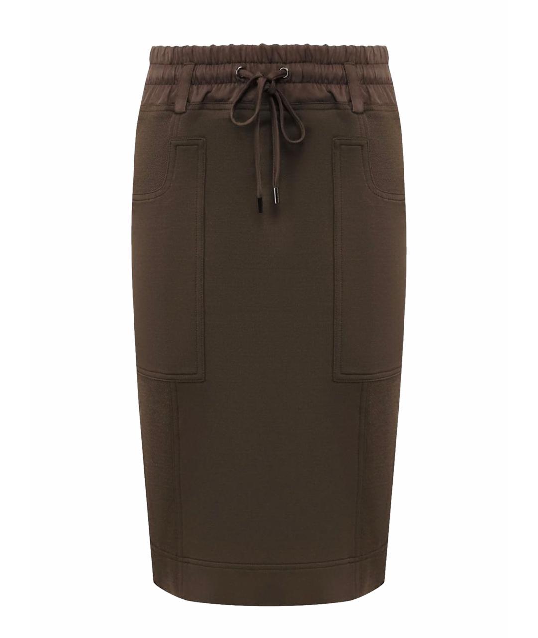 TOM FORD Хаки шелковая юбка миди, фото 7