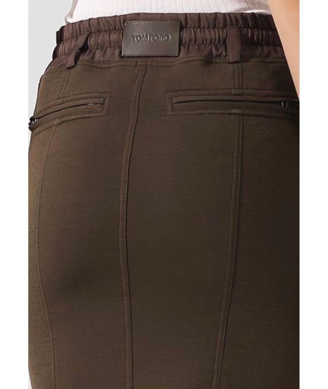 TOM FORD Хаки шелковая юбка миди, фото 2