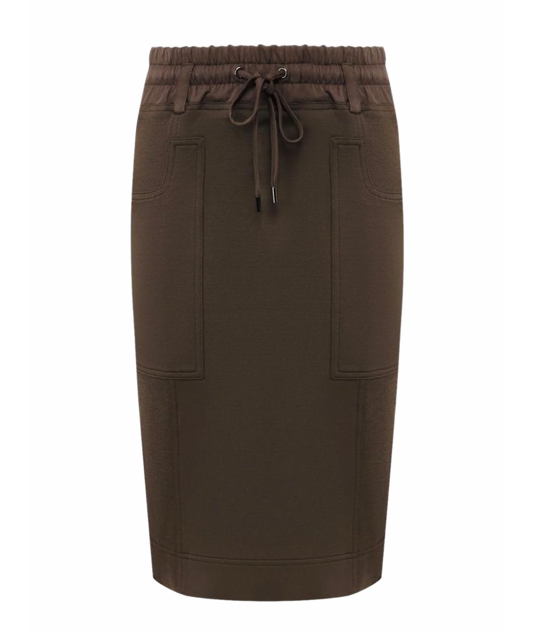 TOM FORD Хаки шелковая юбка миди, фото 1