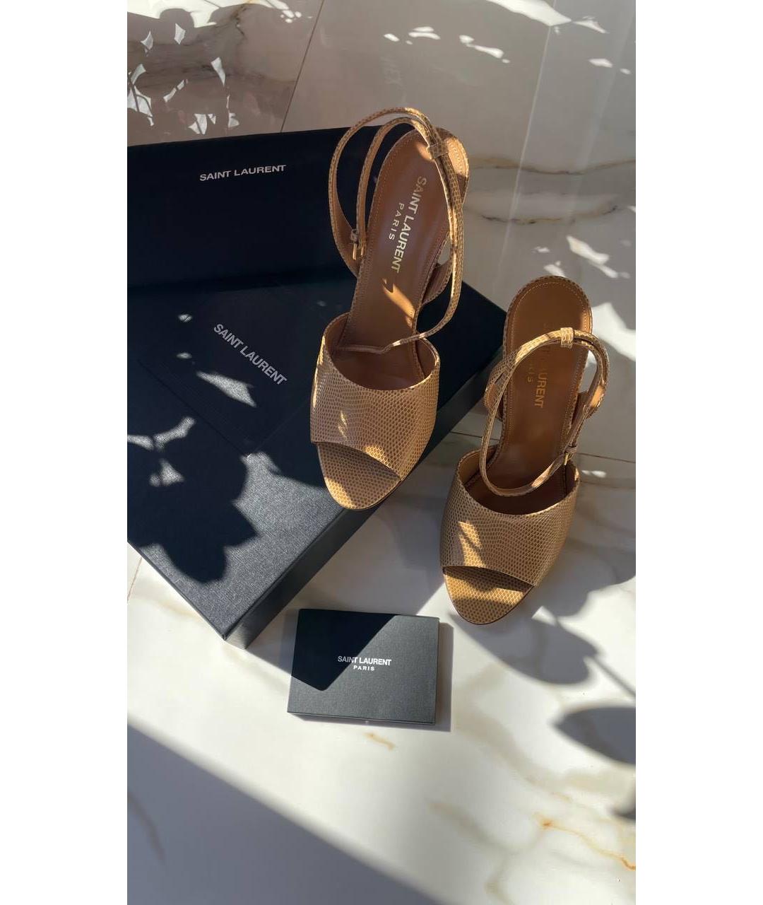 SAINT LAURENT Бежевые босоножки, фото 2