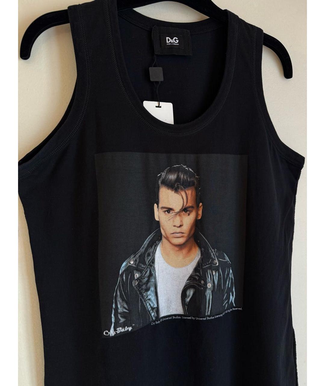 DOLCE&GABBANA Черная хлопковая майка, фото 3