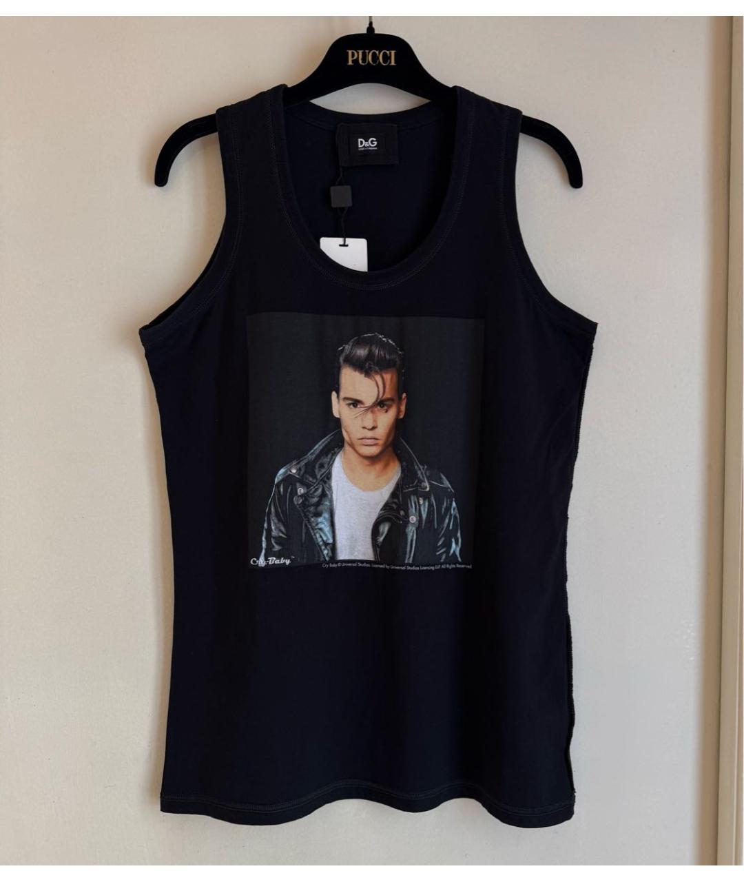 DOLCE&GABBANA Черная хлопковая майка, фото 9