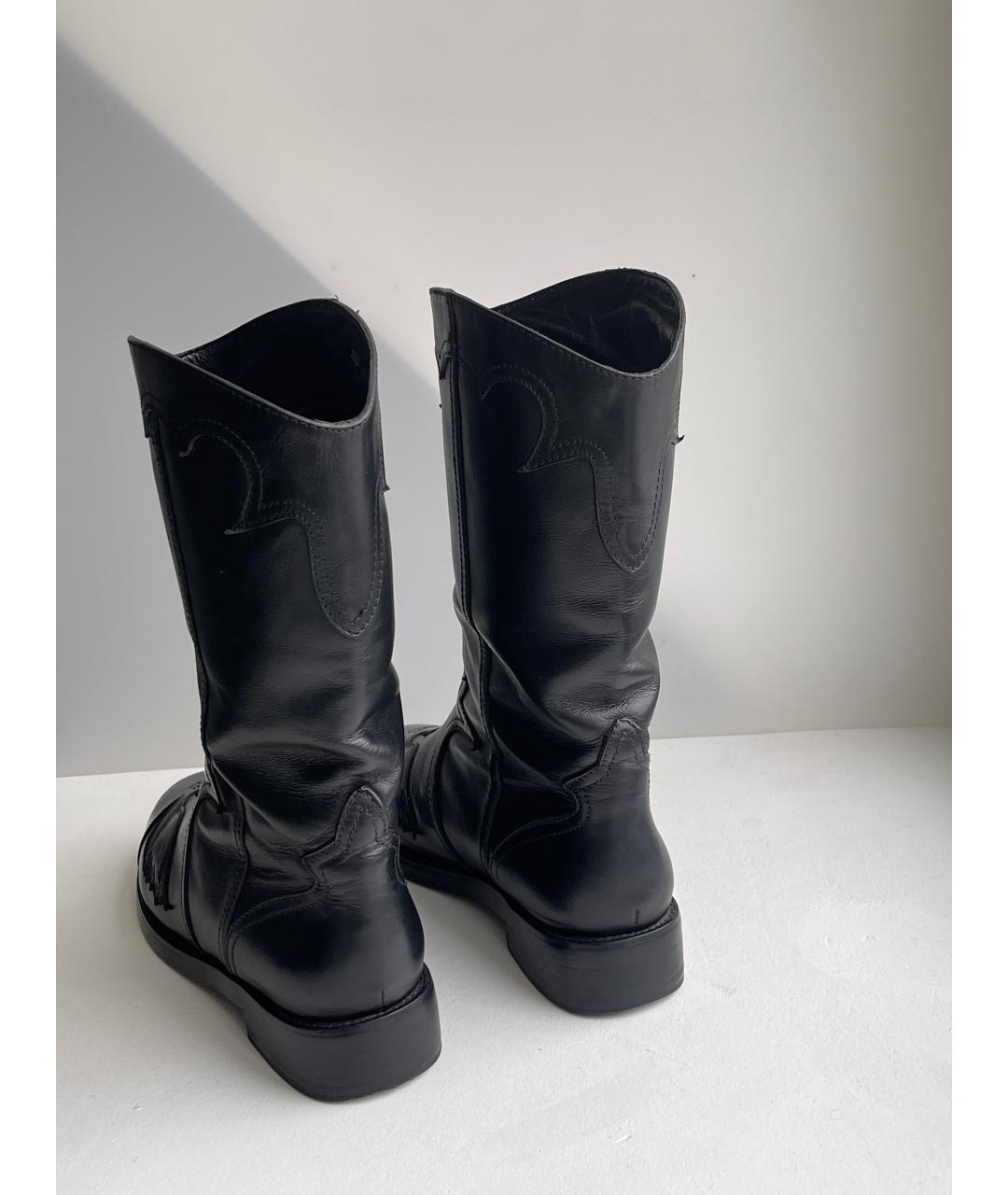 CHANEL Черные кожаные сапоги, фото 4