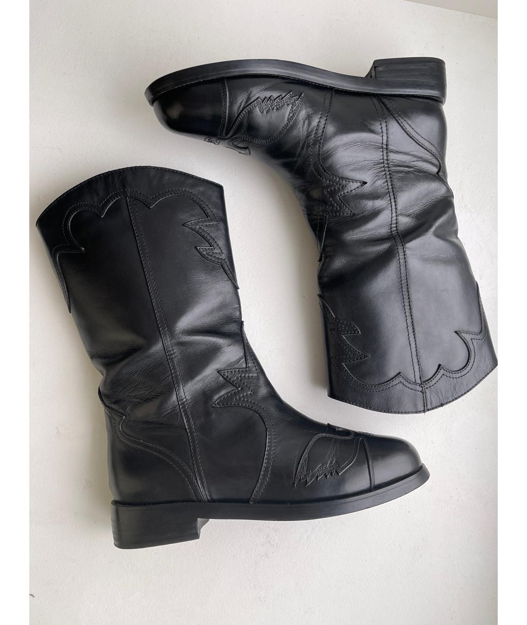 CHANEL Черные кожаные сапоги, фото 9