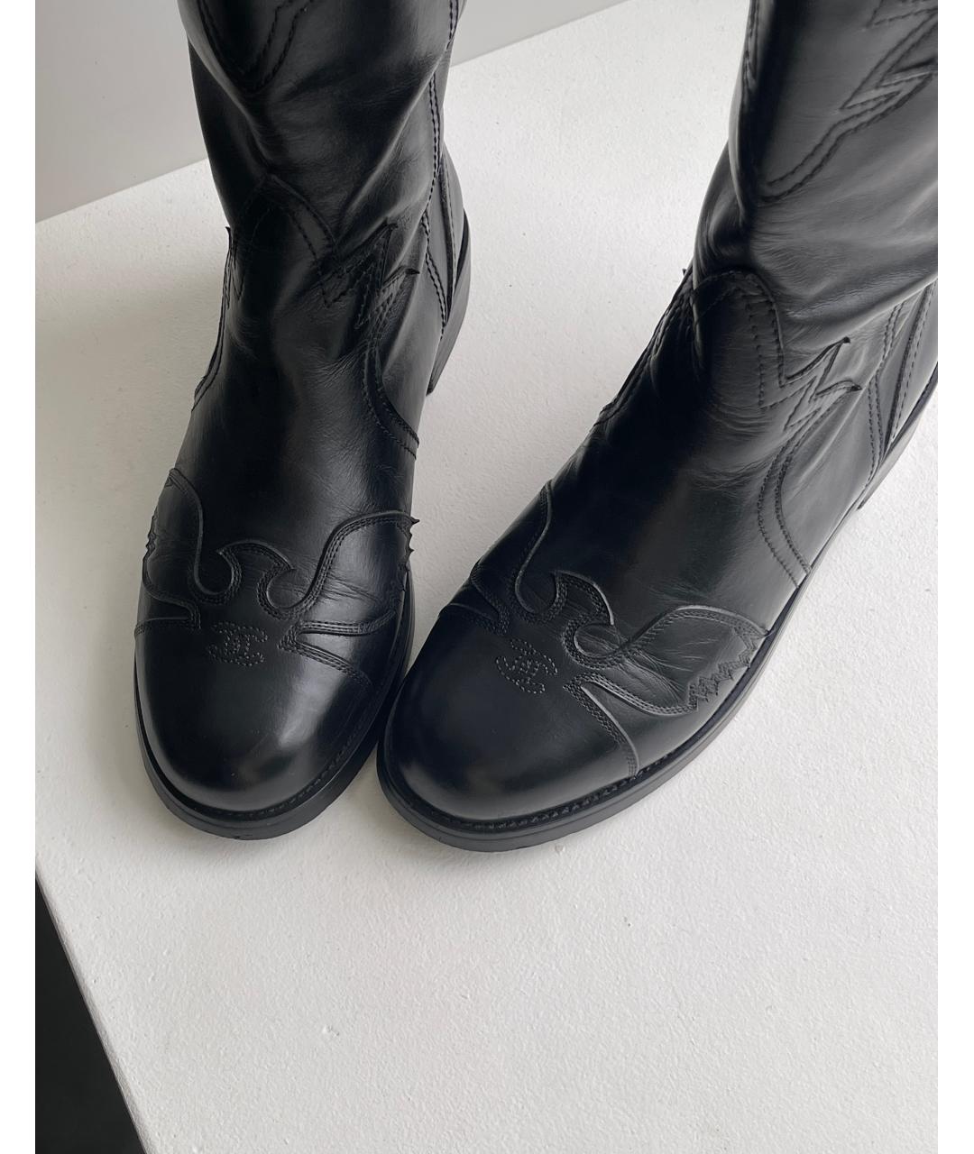 CHANEL Черные кожаные сапоги, фото 7