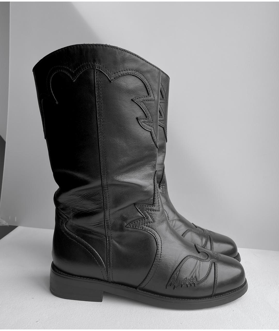 CHANEL Черные кожаные сапоги, фото 10