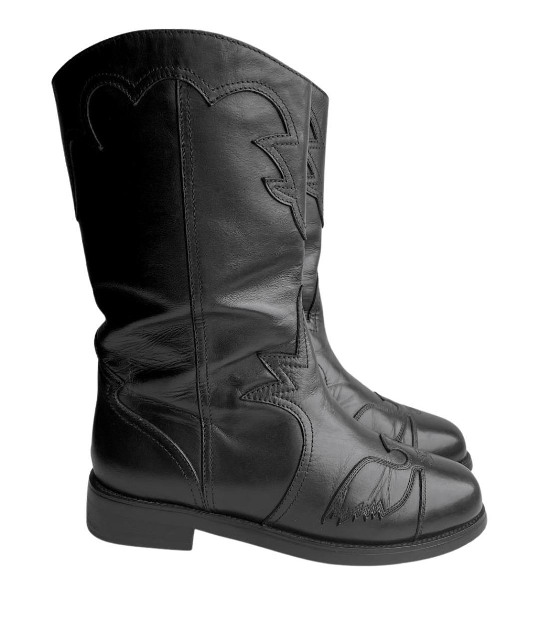 CHANEL Черные кожаные сапоги, фото 1