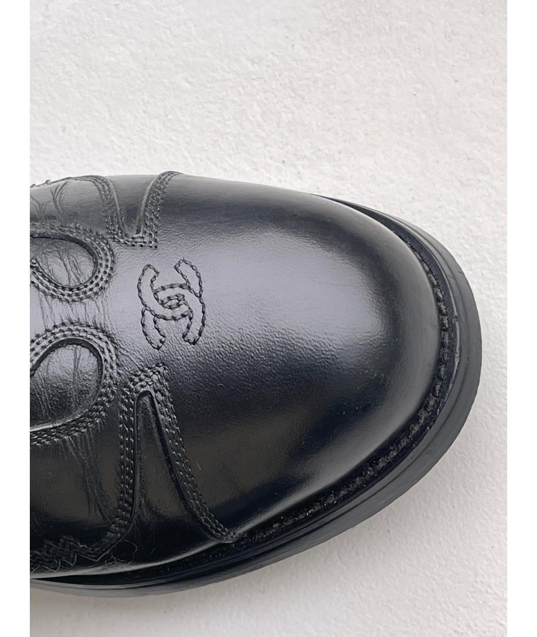 CHANEL Черные кожаные сапоги, фото 5